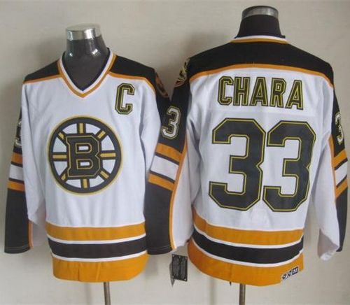 Bruins #33 Zdeno Chara White Black CCM Throwback Stitched NHL Jersey