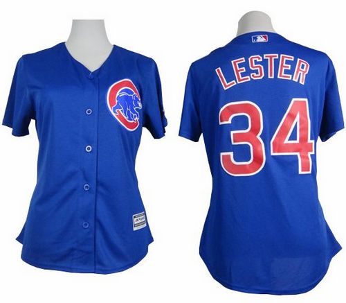 Women's Cubs #34 Jon Lester Blue Alternate Stitched Baseball Jersey