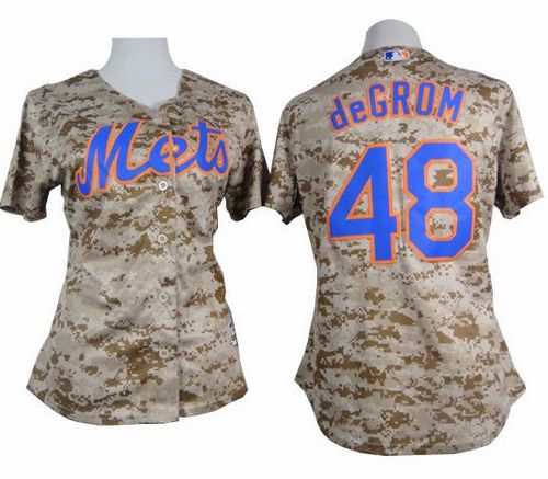 Women's Mets #48 Jacob deGrom Camo Fashion Stitched Baseball Jersey