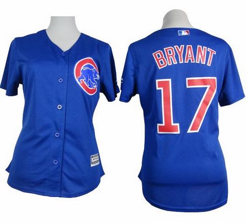 Women's Cubs #17 Kris Bryant Blue Alternate Stitched Baseball Jersey