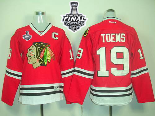Women's Blackhawks #19 Janathan Toews Red Home 2015 Stanley Cup Stitched NHL Jersey