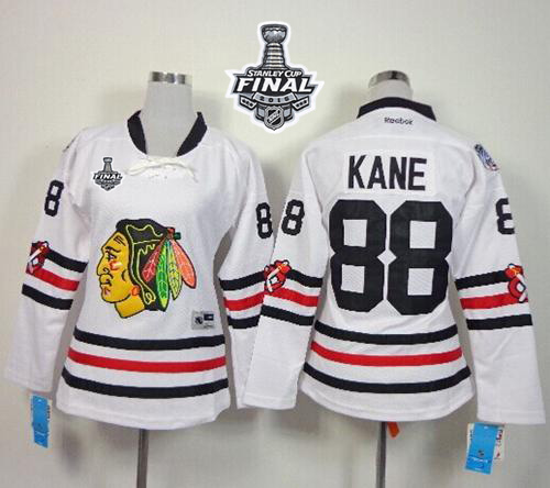 Women's Blackhawks #88 Patrick Kane White 2015 Winter Classic 2015 Stanley Cup Stitched NHL Jersey