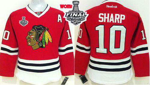 Women's Blackhawks #10 Patrick Sharp Red Home 2015 Stanley Cup Stitched NHL Jersey