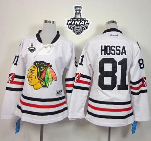 Women's Blackhawks #81 Marian Hossa White 2015 Winter Classic 2015 Stanley Cup Stitched NHL Jersey
