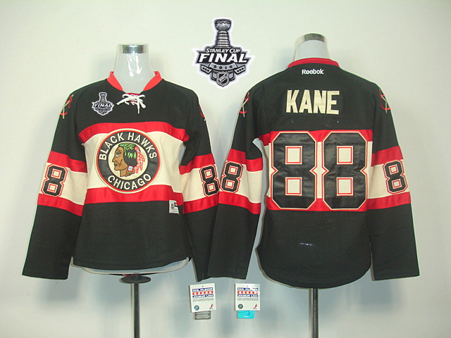 Women's Blackhawks #88 Patrick Kane Black New Third 2015 Stanley Cup Stitched NHL Jersey