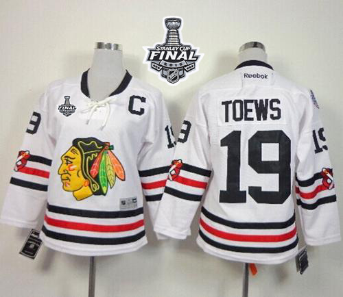 Women's Blackhawks #19 Jonathan Toews White 2015 Winter Classic 2015 Stanley Cup Stitched NHL Jersey