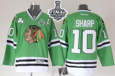 Blackhawks #10 Patrick Sharp Green 2015 Stanley Cup Stitched NHL Jersey