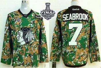 Blackhawks #7 Brent Seabrook Camo Veterans Day Practice 2015 Stanley Cup Stitched NHL Jersey