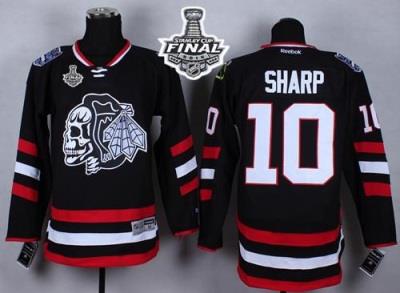 Blackhawks #10 Patrick Sharp Black(White Skull) 2014 Stadium Series 2015 Stanley Cup Stitched NHL Jersey