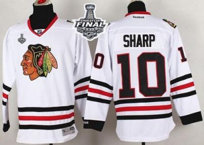 Blackhawks #10 Patrick Sharp White 2015 Stanley Cup Stitched NHL Jersey