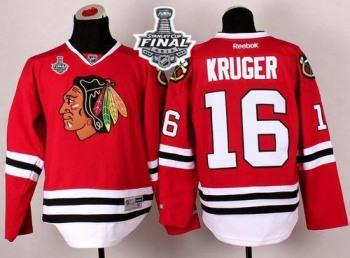 Blackhawks #16 Marcus Kruger Red 2015 Stanley Cup Stitched NHL Jersey
