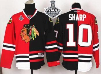 Blackhawks #10 Patrick Sharp Red Black Split 2015 Stanley Cup Stitched NHL Jersey