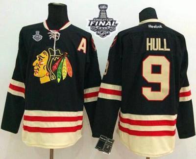 Blackhawks #9 Bobby Hull Black 2015 Winter Classic 2015 Stanley Cup Stitched NHL Jersey