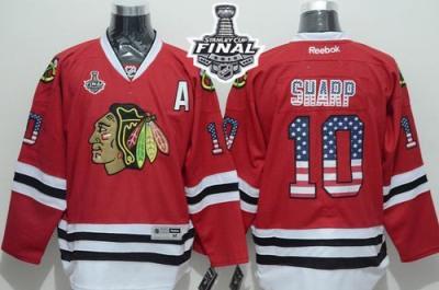 Blackhawks #10 Patrick Sharp Red USA Flag Fashion 2015 Stanley Cup Stitched NHL Jersey