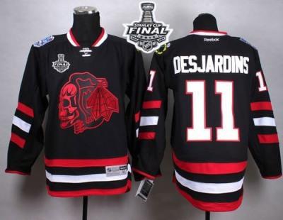 Blackhawks #11 Andrew Desjardins Black(Red Skull) 2014 Stadium Series 2015 Stanley Cup Stitched NHL Jersey