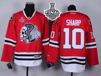 Blackhawks #10 Patrick Sharp Red(White Skull) 2015 Stanley Cup Stitched NHL Jersey