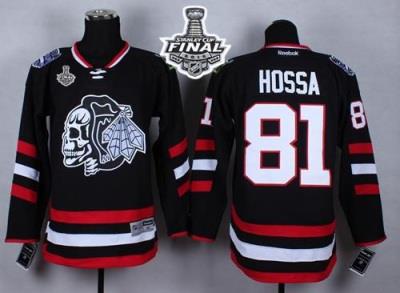 Blackhawks #81 Marian Hossa Black(White Skull) 2014 Stadium Series 2015 Stanley Cup Stitched NHL Jersey