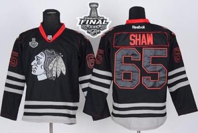 Blackhawks #65 Andrew Shaw Black Ice 2015 Stanley Cup Stitched NHL Jersey