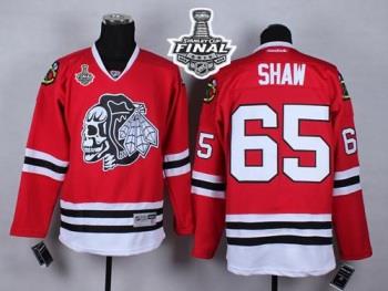 Blackhawks #65 Andrew Shaw Red(White Skull) 2015 Stanley Cup Stitched NHL Jersey