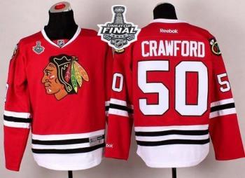 Blackhawks #50 Corey Crawford Red 2015 Stanley Cup Stitched NHL Jersey