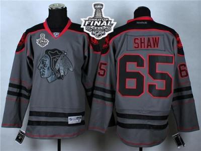 Blackhawks #65 Andrew Shaw Charcoal Cross Check Fashion 2015 Stanley Cup Stitched NHL Jersey