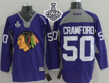 Blackhawks #50 Corey Crawford Purple Practice 2015 Stanley Cup Stitched NHL Jersey