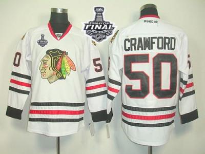 Blackhawks #50 Corey Crawford White 2015 Stanley Cup Stitched NHL Jersey