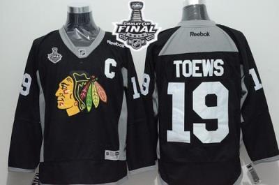 Blackhawks #19 Jonathan Toews Black Practice 2015 Stanley Cup Stitched NHL Jersey