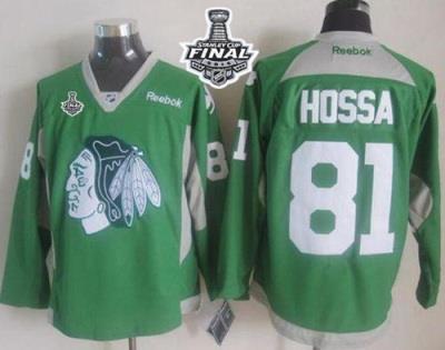 Blackhawks #81 Marian Hossa Green Practice 2015 Stanley Cup Stitched NHL Jersey