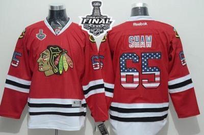 Blackhawks #65 Andrew Shaw Red USA Flag Fashion 2015 Stanley Cup Stitched NHL Jersey