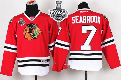 Youth Blackhawks #7 Brent Seabrook Red 2015 Stanley Cup Stitched NHL Jersey