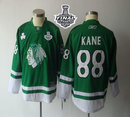 Youth Blackhawks #88 Patrick Kane Green St. Patty's Day 2015 Stanley Cup Stitched NHL Jersey