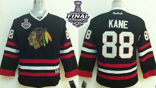 Youth Blackhawks #88 Patrick Kane Black 2015 Stanley Cup Stitched NHL Jersey