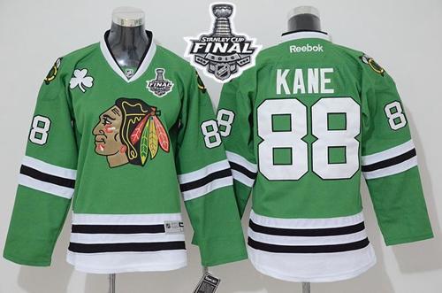 Youth Blackhawks #88 Patrick Kane Green 2015 Stanley Cup Stitched NHL Jersey