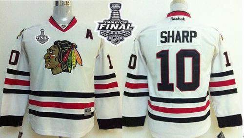 Youth Blackhawks #10 Patrick Sharp White 2015 Stanley Cup Stitched NHL Jersey