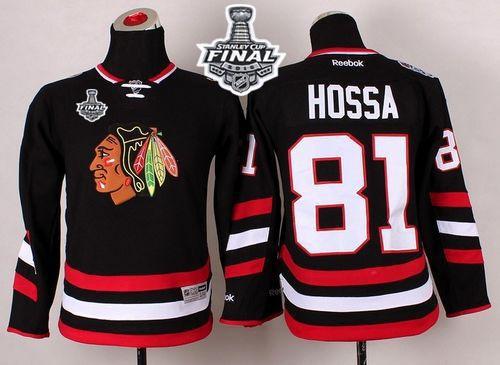 Youth Blackhawks #81 Marian Hossa Black 2014 Stadium Series 2015 Stanley Cup Stitched NHL Jersey