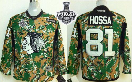 Youth Blackhawks #81 Marian Hossa Camo Veterans Day Practice 2015 Stanley Cup Stitched NHL Jersey