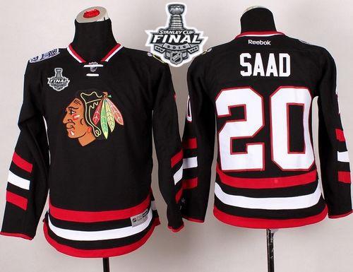 Youth Blackhawks #20 Brandon Saad Black 2014 Stadium Series 2015 Stanley Cup Stitched NHL Jersey
