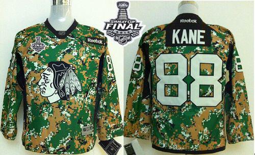 Youth Blackhawks #88 Patrick Kane Camo Veterans Day Practice 2015 Stanley Cup Stitched NHL Jersey