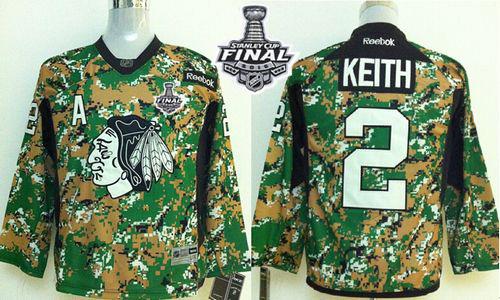 Youth Blackhawks #2 Duncan Keith Camo Veterans Day Practice 2015 Stanley Cup Stitched NHL Jersey