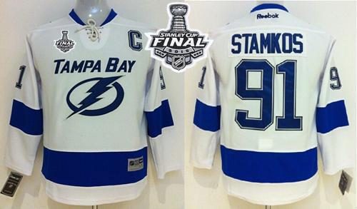 Youth Lightning #91 Steven Stamkos White 2015 Stanley Cup Stitched NHL Jersey