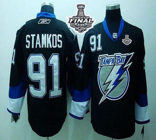 Youth Lightning #91 Steven Stamkos Black 2015 Stanley Cup Stitched NHL Jersey