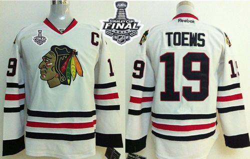 Youth Blackhawks #19 Jonathan Toews White 2015 Stanley Cup Stitched NHL Jersey