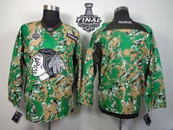 Blackhawks Blank Camo Veterans Day Practice 2015 Stanley Cup Stitched NHL Jersey