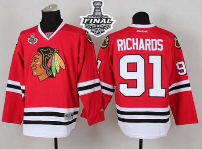 Blackhawks #91 Brad Richards Red 2015 Stanley Cup Stitched NHL Jersey