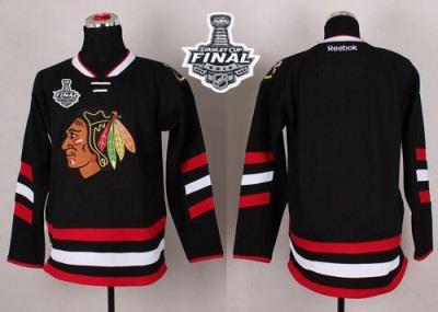 Blackhawks Blank Black 2014 Stadium Series 2015 Stanley Cup Stitched NHL Jersey