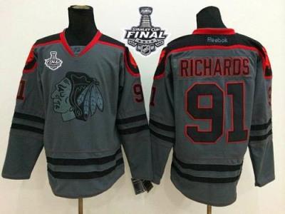 Blackhawks #91 Brad Richards Charcoal Cross Check Fashion 2015 Stanley Cup Stitched NHL Jersey