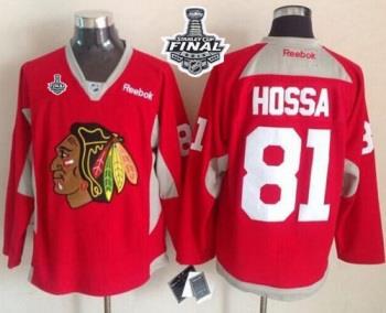 Blackhawks #81 Marian Hossa Red Practice 2015 Stanley Cup Stitched NHL Jersey