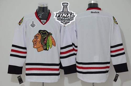 Blackhawks Blank White 2015 Stanley Cup Stitched NHL Jersey