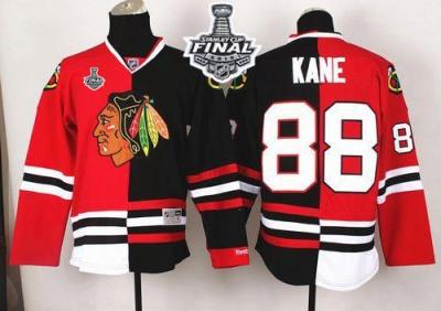 Blackhawks #88 Patrick Kane Red Black Split 2015 Stanley Cup Stitched NHL Jersey